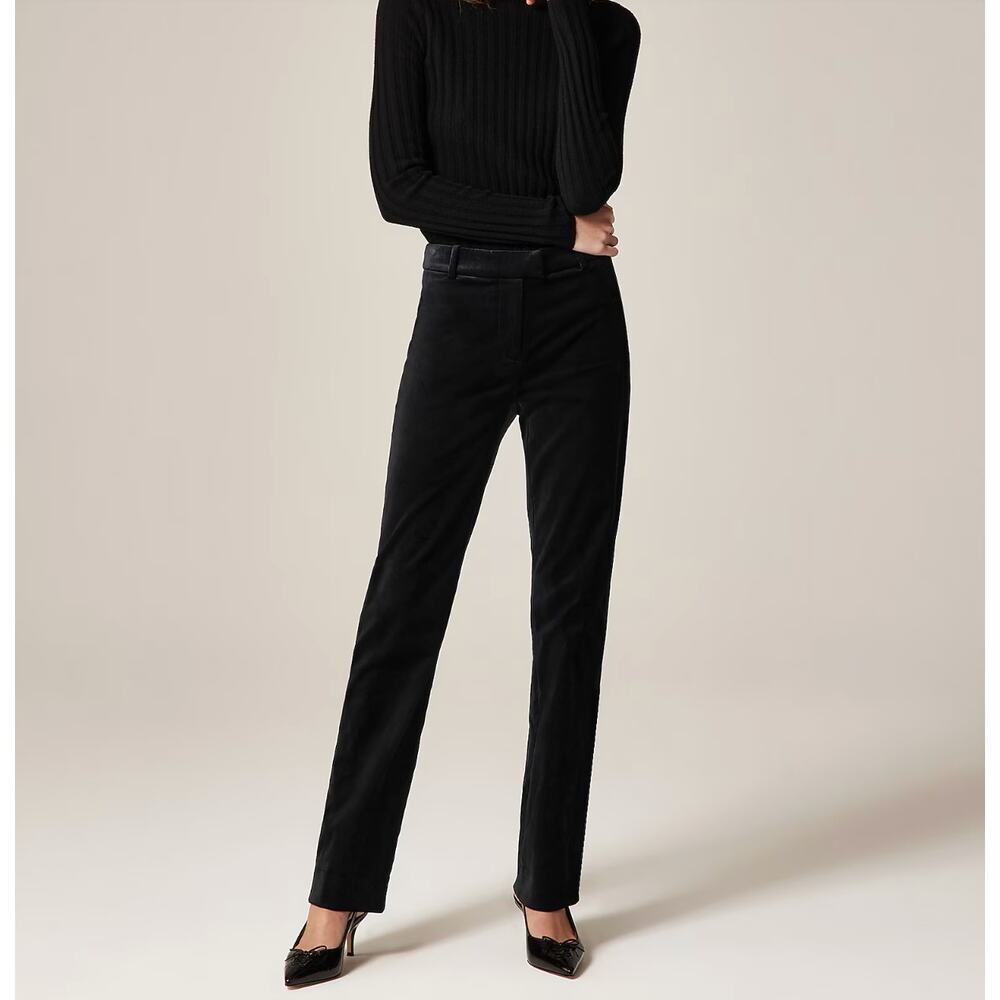 J.Crew NWT Black Velvet Slim Straight Pants 30" Inseam Size 8